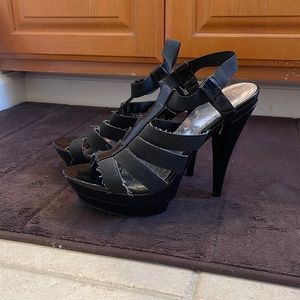 Bakers black strappy heel